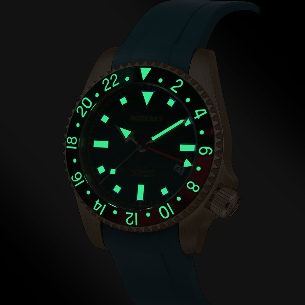 ADMIRAL GMT - 200M Waterproof Bronze Automatic Diver Watch | Blue