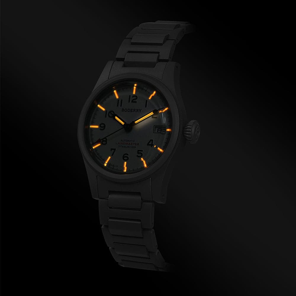 LANDMASTER - 100M Waterproof Titanium Automatic Field Watch | White-bracelet